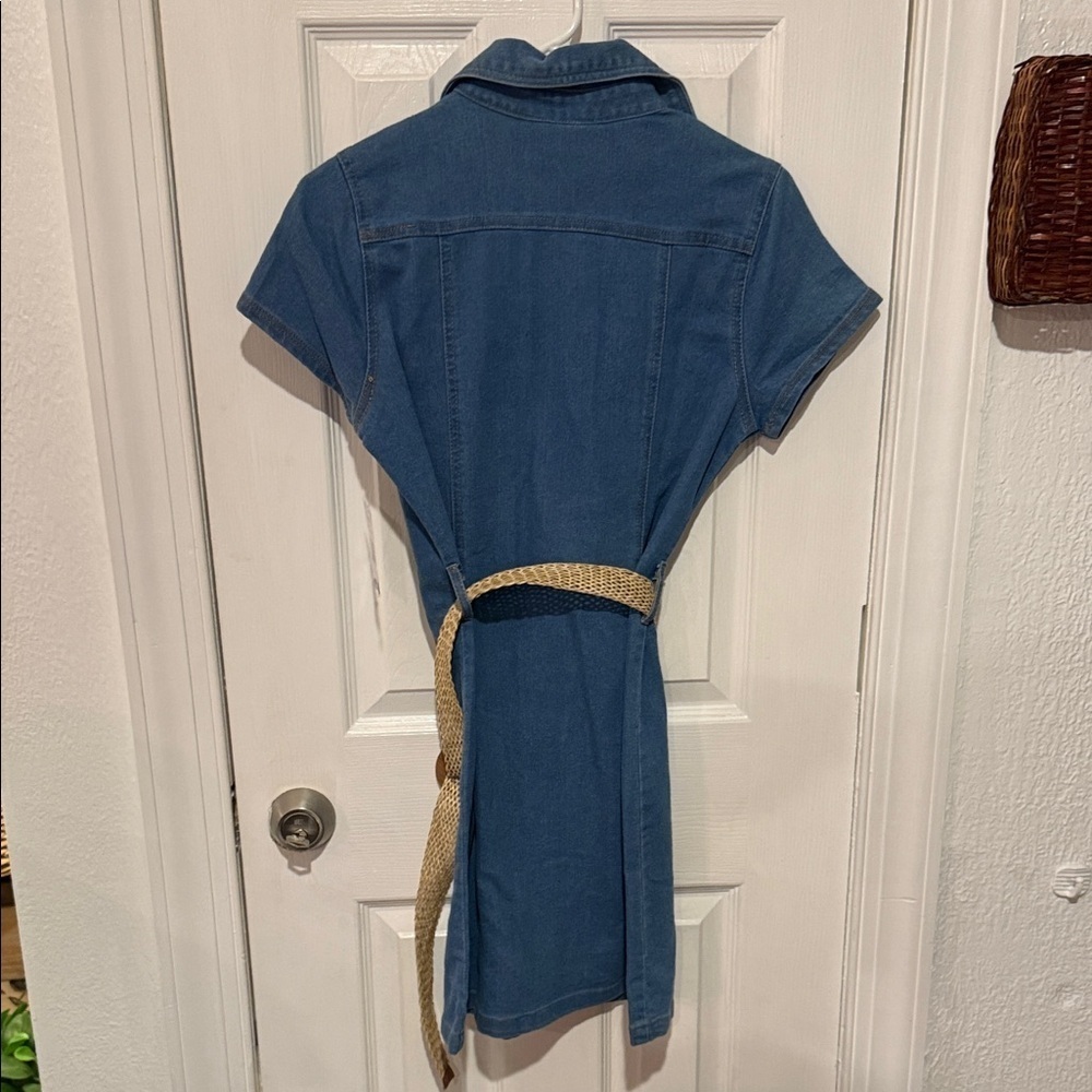 Stylish Blue Denim Mini Dress - Picture 7 of 7